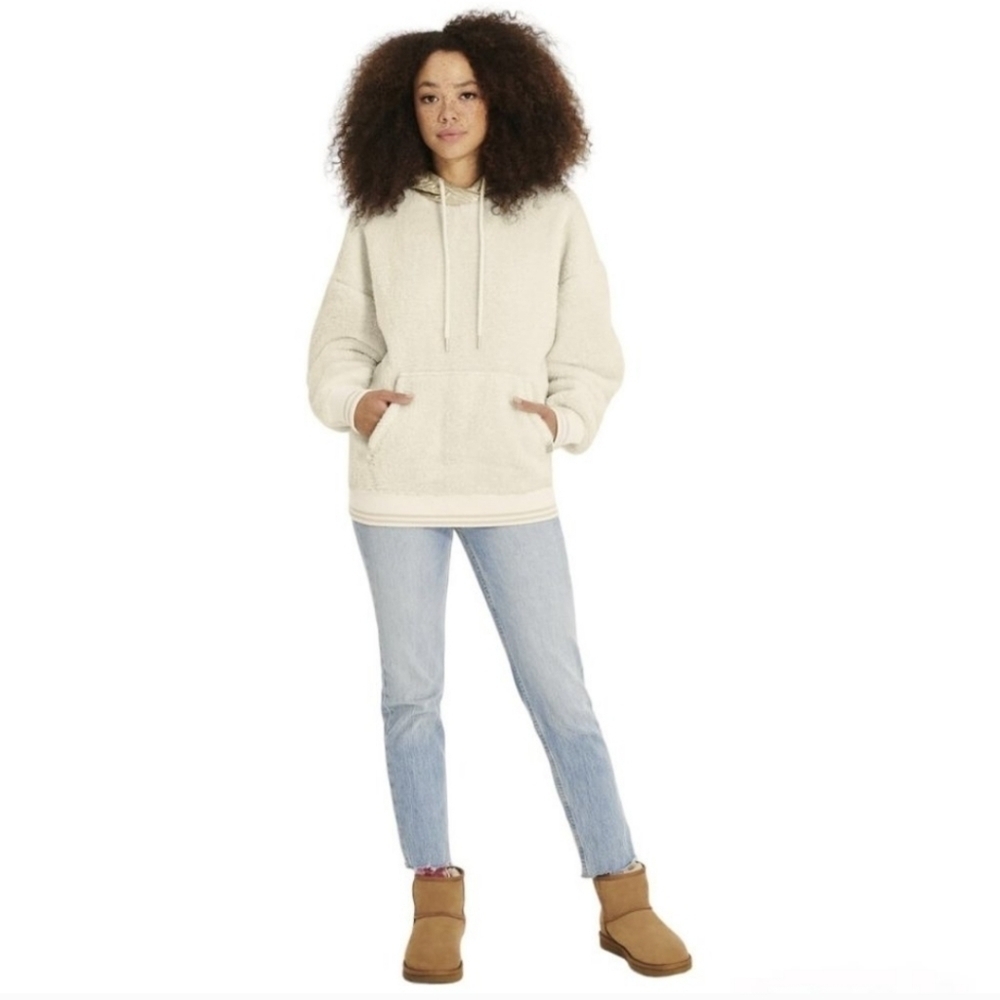 UGG Loyra Sherpa Gold Hooded Hoodie Cream Size Small